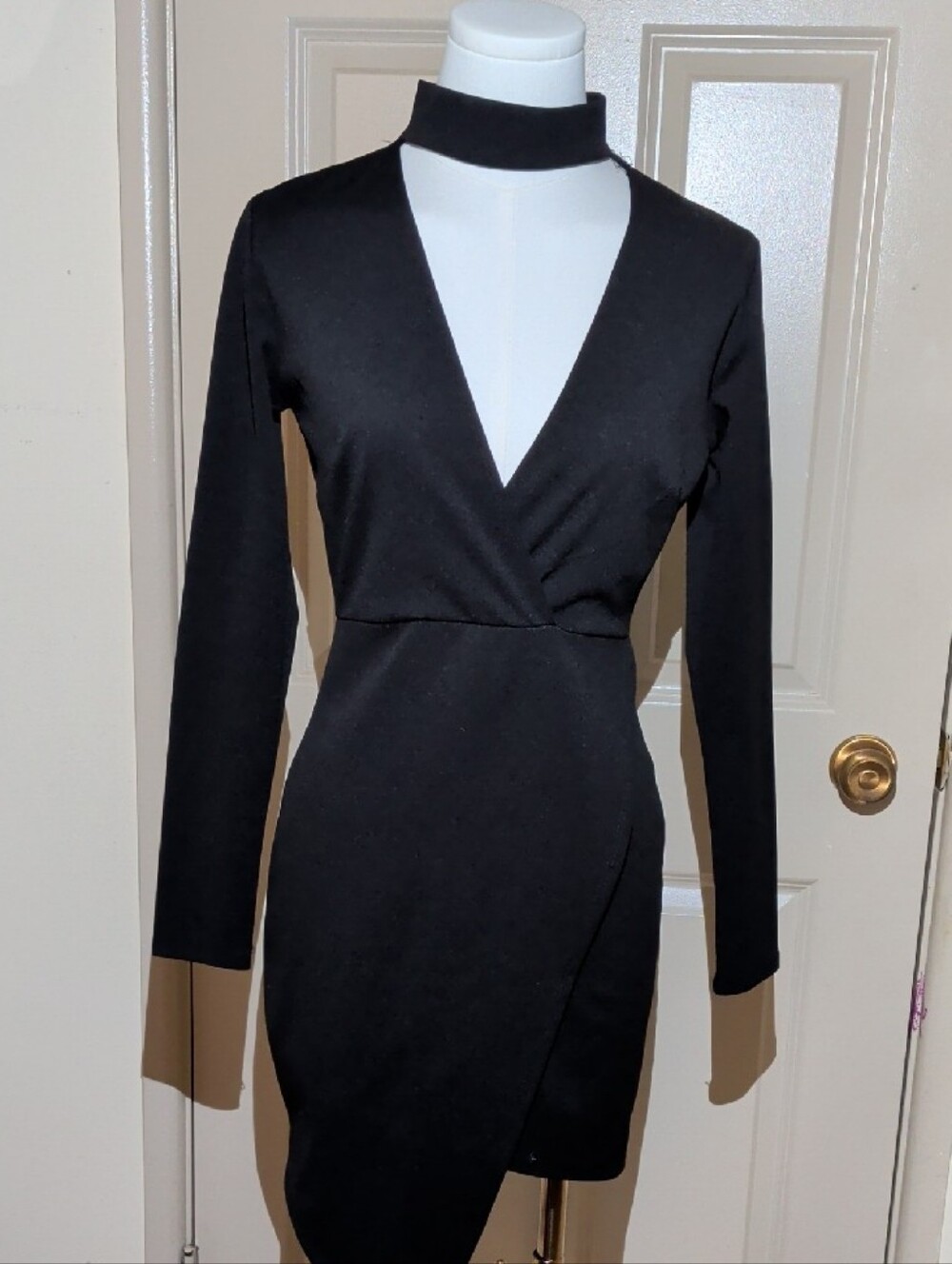 Blue Blush V Cut In Front Black Dress